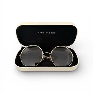 Marc Jacobs Women’s Gold Twisted Trim Sunglasses with Black Lenses
